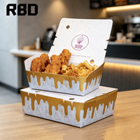 Boîte à emporter pour poulet frit personnalisée, boîte en papier pliable pour la restauration rapide, conteneur à emporter pour poulet frit, restaurant, logo personnalisé