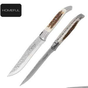 سكين مطبخ فاخر عالي الجودة من laguiol من الفولاذ المقاوم للصدأ للشواء ، سكين مطبخ خشبي بشعار ليزر معدني - Product Image 2