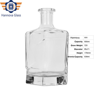 Hot Sale 500ml <strong>Mini</strong> Transparent Square Glass <strong>Bottle</strong> for Whisky Liquor Alcohol Spirits Beverage Juice Packing <strong>Bottles</strong> - Product Image 2