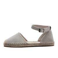 Sandales décontractées d'été pour femmes, tendance sexy, respirantes, à bout fermé, en chanvre, à lacets, antidérapantes, écologiques, style espadrille de pêcheur