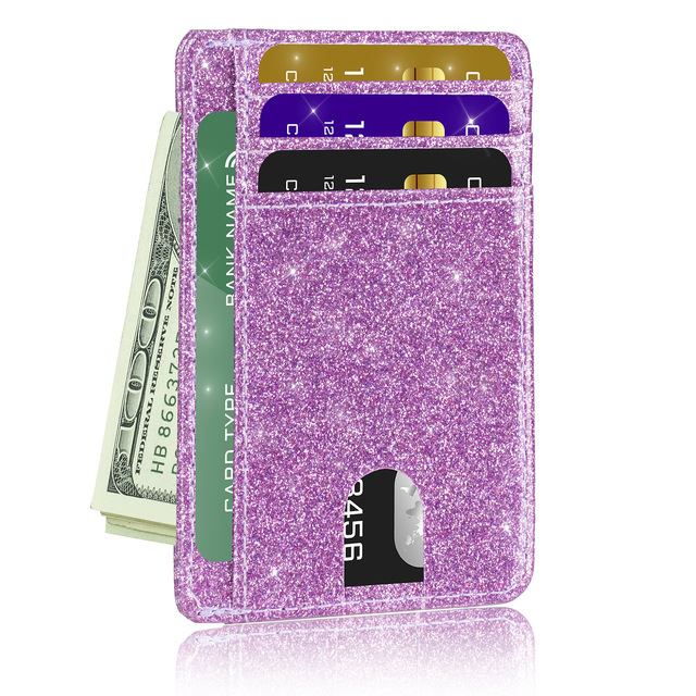 Wholesale Popular Bling Wallet Slim Minimalist Card Holder RFID Blocking Card Wallet for Women