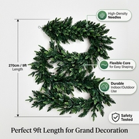 Guirlande de Noël Artificielle Professionnelle en PVC Réaliste pour Escalier, Décoration de Fêtes, Cheminée et Balustrade – Écologique
