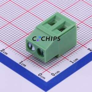 XY129V-B-5.0-2P Screw Terminal Block Through hole Component (THT),P=5mm Connector 1x2P 5mm Green Through Hole - Product Image 1