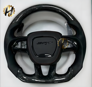 Volante Deportivo Personalizado HZ de Fibra de Carbono para <span class=keywords><strong>Dodge</strong></span> Charger <span class=keywords><strong>Challenger</strong></span> Hellcat SRT RT, Cuero de Gamuza, 4 Radios, 50 mm - Product Image 4