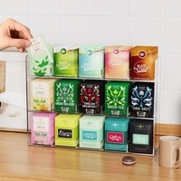 Organisateur de sachets de thé mural en acrylique transparent à 3 niveaux, support de rangement pour sachets de thé pour la cuisine, le garde-manger, l'armoire