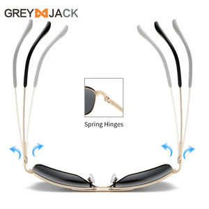 Gafas de sol para hombre Grey Jack, montura metálica dorada, polarizadas, UV400, antideslumbrantes, con bisagras de resorte, gafas para conducir - Product Image 1
