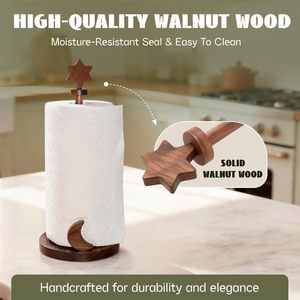 Wooden Tissue Holder Standing Roll <b>Paper</b> Storage Rack Desktop <b>Kitchen</b> Toilet <b>Paper</b> Holder Multipurpose No Drilling Required - Product Image 5