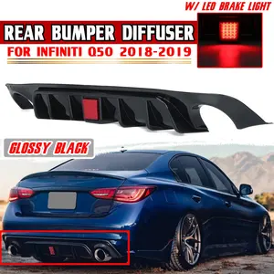 Difusor de Parachoques Trasero para Auto Q50, Protector de Difusor Trasero con Luz de Freno LED para Infiniti Q50 2018-2019 - Product Image 1