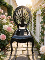 Chaises de réception empilables noires brillantes pour événements et fêtes, décorations extérieures, chaise de banquet en plastique PP