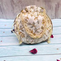 Brodé Zari travail poignet sac à main pour mariage Potli sac retour cadeaux pour femmes fil ethnique brodé femmes sacs à main