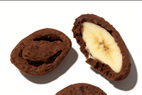 Chocolat noir créatif fourré au cacao et à la banane, spécial, saveur fruitée, enrobé de chocolat, collation créative