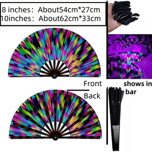 Phát sáng dưới UV ánh sáng lớn Kung Fu đen nhựa xử lý 33cm Polyester <span class=keywords><strong>Fan</strong></span> Rave Clack người hâm mộ cho nam giới/phụ nữ lễ hội khiêu vũ Quà Tặng - Product Image 5