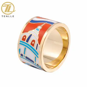Manufacturers wholesale popular enamel ring stainless steel jewelry men and women enamel ring jewelry