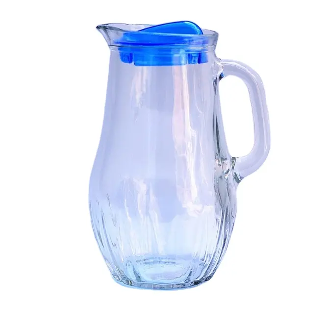 Wholesale 2 Litres Big Size Glass Pitcher With Plastic lid For Iced Water and Cold Drinks large glass jar with plastic lid