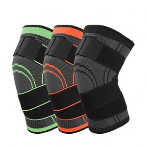 पेशेवर 3 डी बुना हुआ इलास्टिक नायलॉन संपीड़न घुटने की आस्तीन सुरक्षात्मक घुटने के निशान हटाने योग्य पट्टियाँ कस्टम लोगो के साथ - Product Image 1