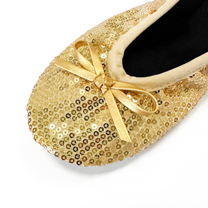 Nuevo Diseño Transfronterizo: <span class=keywords><strong>Zapatillas</strong></span> <span class=keywords><strong>de</strong></span> <span class=keywords><strong>Ballet</strong></span> Plegables <span class=keywords><strong>de</strong></span> Interior con Cordones, Lentejuelas y Logotipo Personalizado - <span class=keywords><strong>Zapatillas</strong></span> Planas para Boda para Todas las Estaciones - Product Image 5