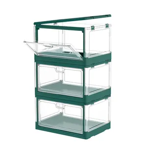 24qt rõ ràng Acrylic Stackable lưu trữ thùng có nắp đậy ráp tổ chức nhựa gấp hộp lưu trữ