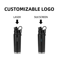 GYM Bouteille d'eau de sport en acier inoxydable isolée sous vide à double paroi de 32oz avec couvercles à poignée personnalisée OEM