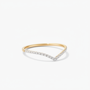 Anillo Wishbone de Oro Rosa de 18K con Incrustaciones de Diamantes y Circonitas, Chapado en Rodio y Oro sobre Acero Inoxidable - Product Image 1