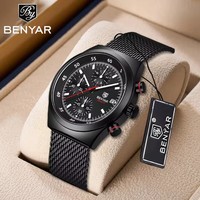 Montre à quartz BENYAR, tendance et élégante, nouvelle montre décontractée avec bracelet en maille milanaise, calendrier saphir, étanche, pour homme, BY-5200
