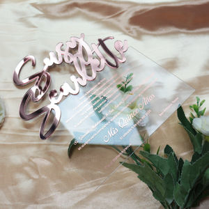 Lucite or <span class=keywords><strong>Rose</strong></span> personnalisé en plastique transparent unique découpé au laser miroir acrylique noms acrylique cartes d'invitation <span class=keywords><strong>de</strong></span> mariage cartes d'invitation - Product Image 5