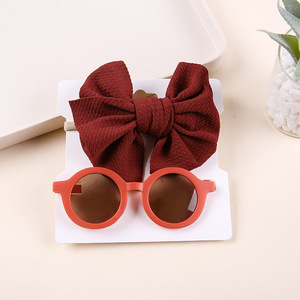 <strong>Wholesale</strong> Summer Headwear <strong>Baby</strong> Bow Nylon <strong>Headband</strong> Set Fashion Cute Round Girls <strong>Baby</strong> Kids Shades Sunglasses for Kids - Product Image 2