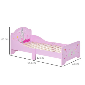 HOMCOM Cama Infantil con Bordes Elevados de Madera para Dormitorio Infantil, Cuna para Niños de 3 a 6 Años, 143x73x60cm, Rosa - Product Image 3