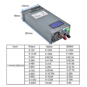 Fuente de Alimentación Conmutada Ajustable de 1500W con Pantalla LED S-1500W, Opciones de Corriente y Voltaje 0-12V/13.8V/15V/24V/36V/48V/60V/<span class=keywords><strong>72V</strong></span>/80V/90V - Product Image 2