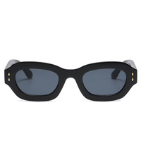UNOC Lunettes de soleil unisexe à monture intégrale, tendance, de haute qualité, avec clous décoratifs rectangulaires, marron/rose, petites, personnalisées, verres miroir PC, CE