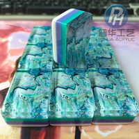 Tuiles de Mahjong personnalisées sur mesure en usine, 4 couches, 23 mm, gravées et peintes à la main, jeu de Mahjong américain en acrylique