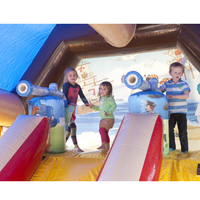 Castillo Hinchable para Exteriores Equipo de Diversión Barco Pirata Castillo Saltador para Niños Combo con Tobogán Acuático Brincolín Hinchable