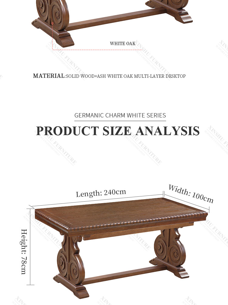 american style country coffee table wooden desktop solid wood oak long square dining table