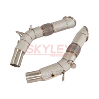 Downpipe Knalpot SKYLEY SS304 Stainless Steel untuk Ferrari SF90 3.9T V8 2019-2023 Pipa Lurus dengan Pelindung Panas