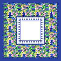 Tapis de jeu de mahjong Chinoiserie bleu et blanc, antidérapant, carré, motif floral violet et pot de gingembre