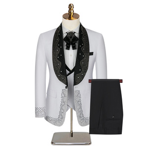 <span class=keywords><strong>Abito</strong></span> da Cerimonia di Lusso per <span class=keywords><strong>Uomo</strong></span>, Stile Britannico, Nero / Bianco / <span class=keywords><strong>Blu</strong></span>, Completo Elegante da Gentiluomo per Feste e Balli, 3 Pezzi - Product Image 2