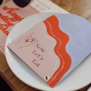 Invitations de mariage personnalisées, carte découpée à la forme ondulée unique avec enveloppe, invitation de mariage luxueuse en relief pour la mariée moderne - Product Image 6