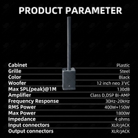 PRX ONE PRO Enceinte colonne professionnelle 12 pouces à aimant néodyme, subwoofer 400+150W, système de sonorisation PA pour utilisation extérieure sur scène