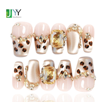 Ensembles de faux ongles à presser en acrylique 3D gel French Tip faits main, motif animal, haute qualité, pour revendeurs en gros, avec logo