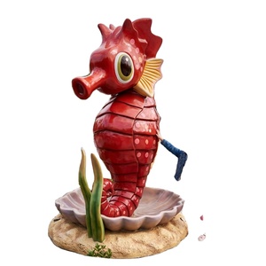 Escultura de Caballito de Mar de Fibra de Vidrio Personalizada, Estatua Gigante de Animal Marino de FRP para Decoración de Paisajes de Centros Comerciales y Atrios - Product Image 1