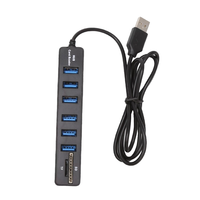HUB de station d'accueil USB Type-C à 6 ports avec câble adaptateur de lecteur de fichiers d'interface USB 2.0 SD TF produits en stock