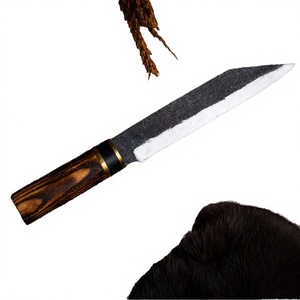 Couteau de chef Viking fait main avec fourreau en cuir, manche en bois, acier au carbone forgé, Seax, finition brossée, ambidextre, style nordique moderne - Product Image 4