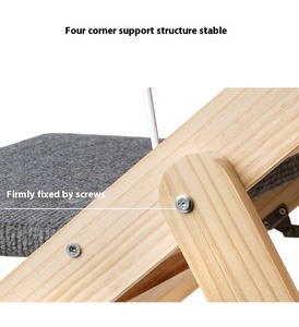 Rampa/Peldaño Plegable 2 en 1 para Perros y Gatos, de Madera Maciza, Diseño Moderno, Tela Antideslizante, Accesorio Portátil para Mascotas para Exteriores, para Sofá/Cama - Product Image 3