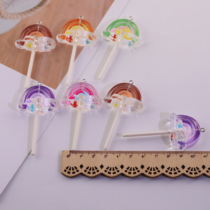 Abalorios de resina con forma de piruleta arcoíris, colores aleatorios, accesorios de joyería DIY para fundas de teléfono, llaveros, regalos, colgantes de moda unisex - Product Image 4