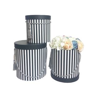 Водонепроницаемая оптовая продажа Роскошная индивидуальная полоса круглая Цветочная коробка подарочная коробка sets-W9348 - Product Image 2