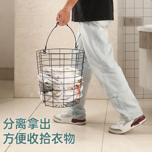 Iron <b>Laundry</b> <b>Basket</b> 2 Tier Round Black Wheeled Clothes Organizer For Bathroom Household Use - Product Image 3