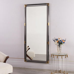 Mur moderne grand luxe Long miroir en bois géométrique Art Design 3D stéréoscopique maison entrée miroir mural décoratif - Product Image 3