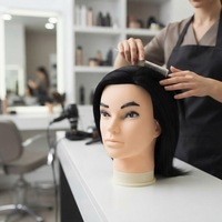 Tête de mannequin homme 100% cheveux humains pour les étudiants en école de coiffure, formation professionnelle en coupe de cheveux