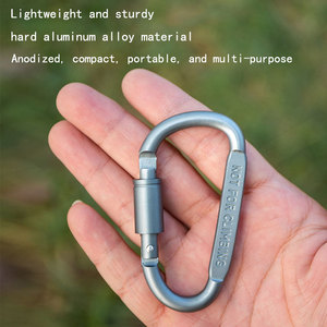 คาราไบเนอร์อเนกประสงค์รูปตัว D ทำจากอลูมิเนียมอัลลอยด์ สำหรับใช้งานกลางแจ้ง พร้อมสายรัดล็อคแบบรวดเร็ว ใช้เป็นพวงกุญแจหรือที่แขวนขวดได้ - Product Image 3