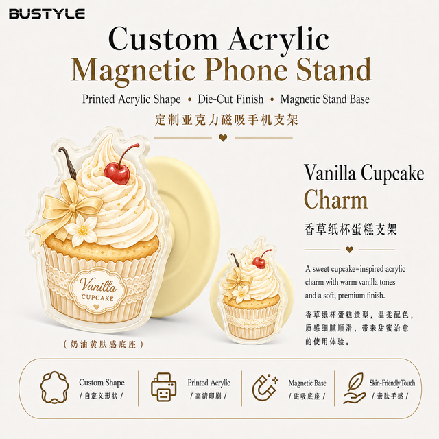 Cute Dessert Acrylic Magnetic Phone Grip Stand Custom Design Expandable Phone Socket Holder Universal Mobile Phone Bracket