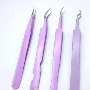 แหนบต่อขนตาสแตนเลสแบบทนทานเคลือบด้วยผงสีม่วงอ่อนสำหรับติดฉลากส่วนตัว - Product Image 4